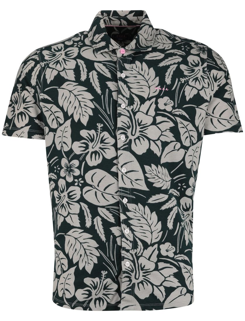 NZA overhemd Edward groen geprint korte mouw korte mouw