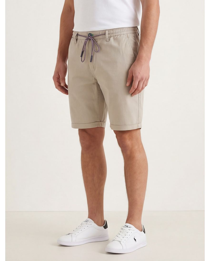 New Zealand korte broek effen beige katoen normale fit