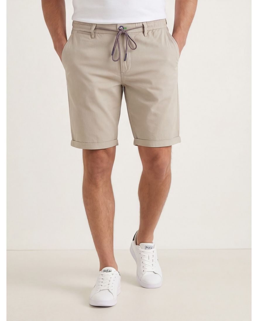 New Zealand korte broek effen beige katoen normale fit