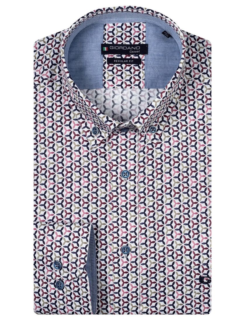 Katoenen Giordano button-down overhemd roze geprint