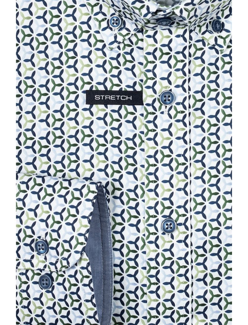 Giordano overhemd wit geprint wijde fit