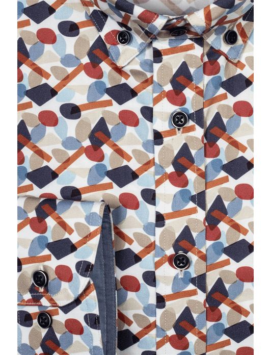 Giordano overhemd donkerblauw geprint borstzak