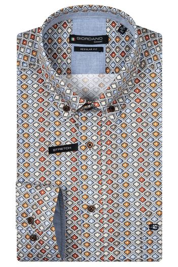 Giordano Giordano casual overhemd lichtblauw geprint