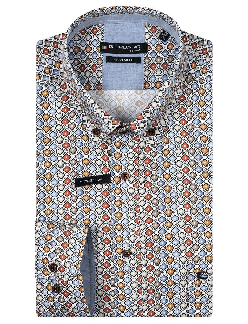 Katoenen Giordano geprint overhemd lichtblauw