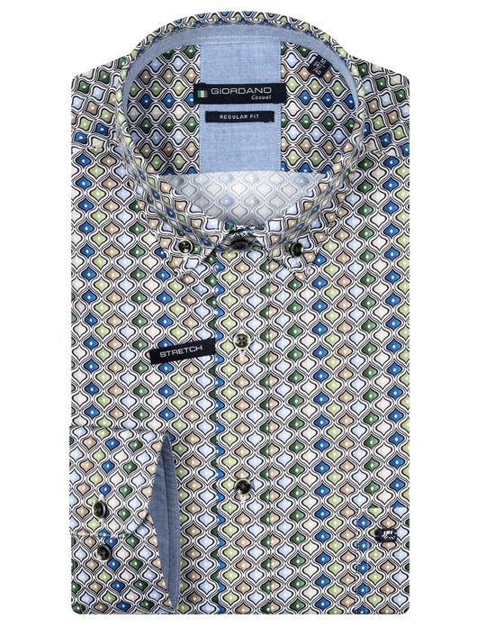 Giordano overhemd groen geprint button-down