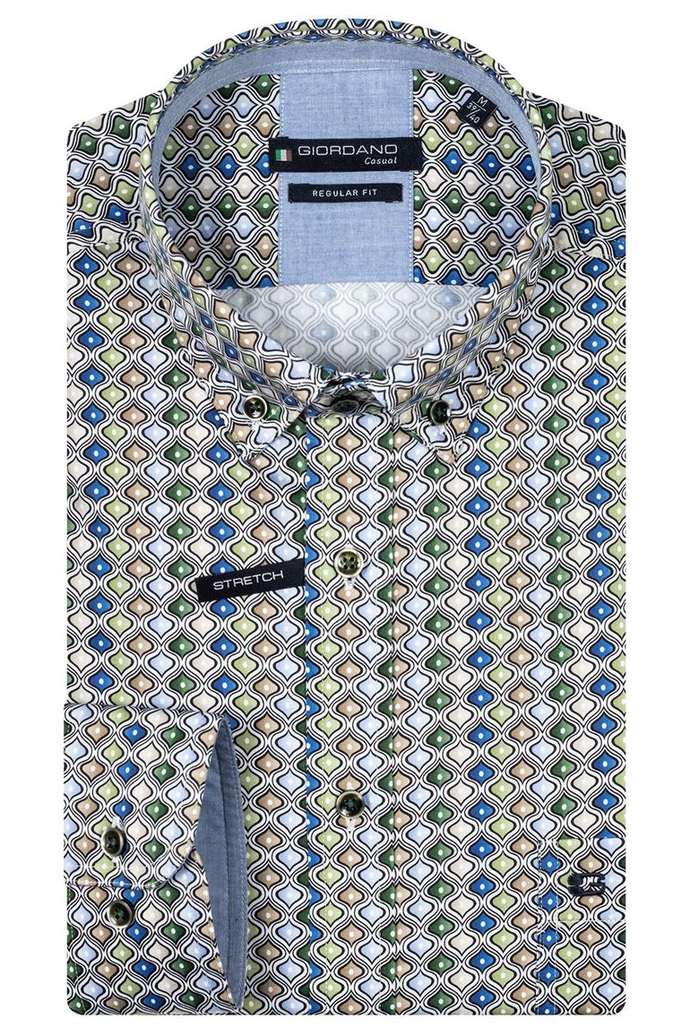 Giordano overhemd groen geprint button-down