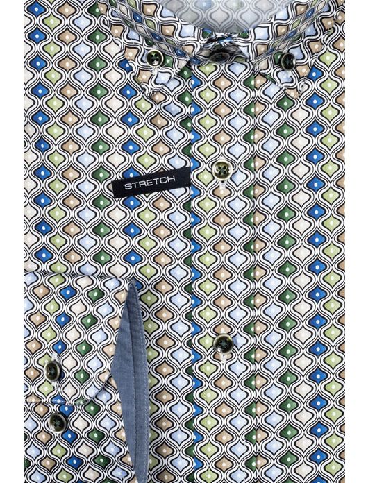 Giordano overhemd groen geprint button-down