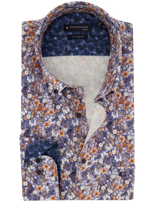 casual overhemd blauw Giordano Regular Fit