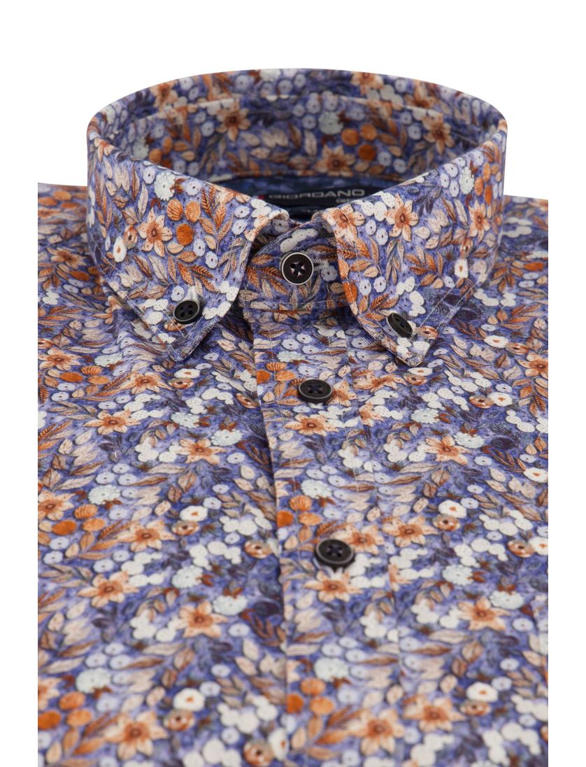 Casual overhemd Giordano Regular Fit blauw bloemen