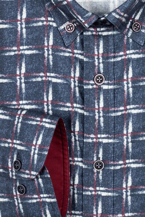 Giordano overhemd geruit donkerblauw