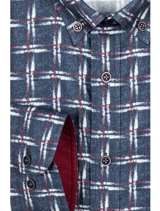 Giordano overhemd geruit donkerblauw