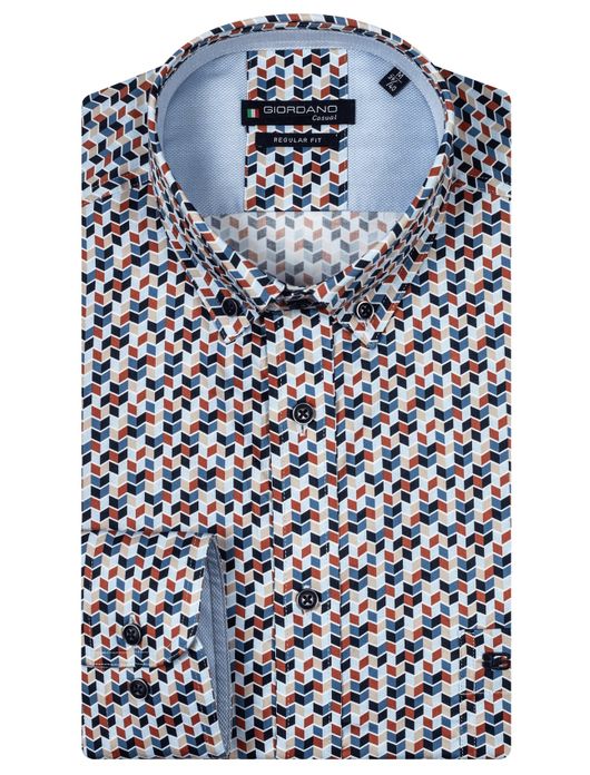 Giordano overhemd rood geprint button-down