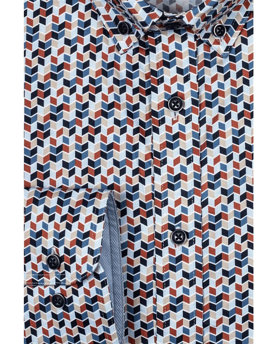 Giordano overhemd katoen rood geprint button-down