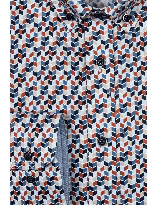 Giordano overhemd rood geprint button-down