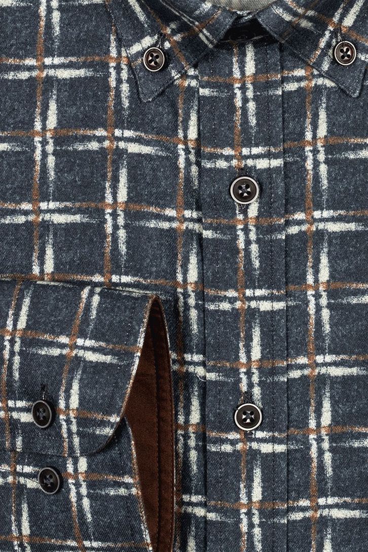 Giordano katoenen overhemd bruin geruit