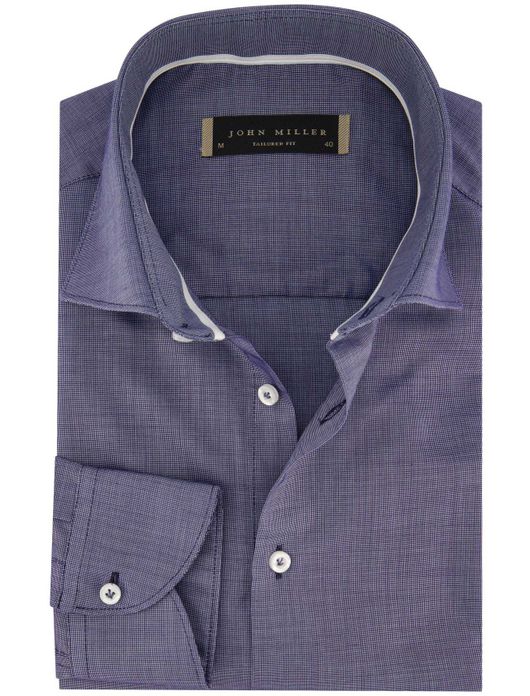 John Miller overhemd blauw patroon