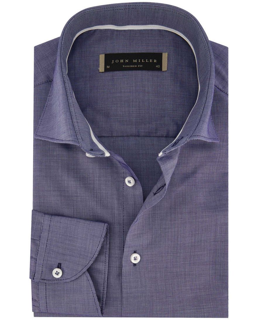 Overhemd John Miller Tailored Fit blauw patroon