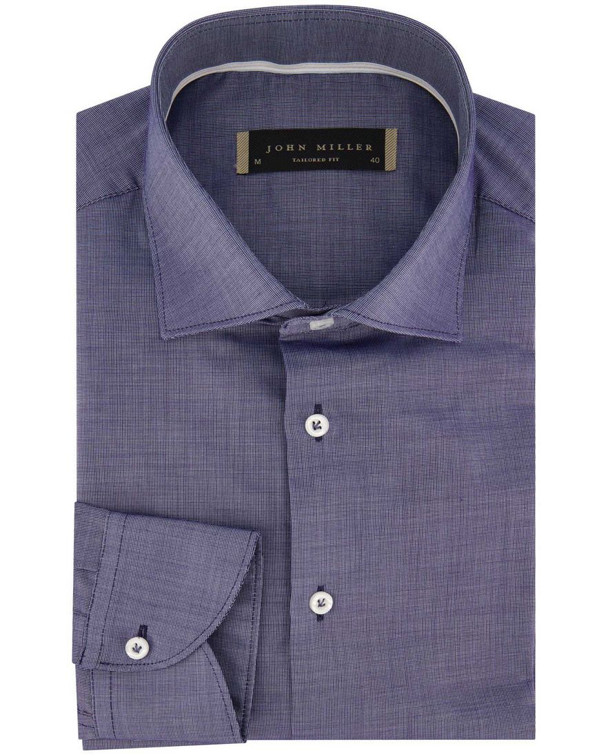 Overhemd John Miller Tailored Fit blauw patroon