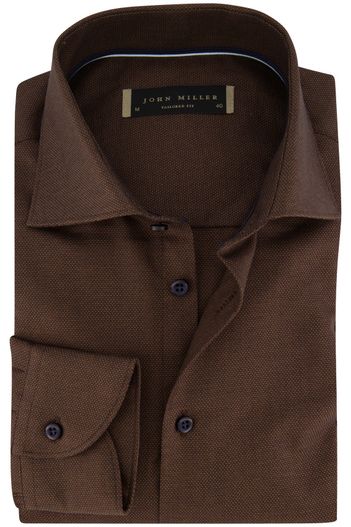 John Miller John Miller business overhemd normale fit bruin effen
