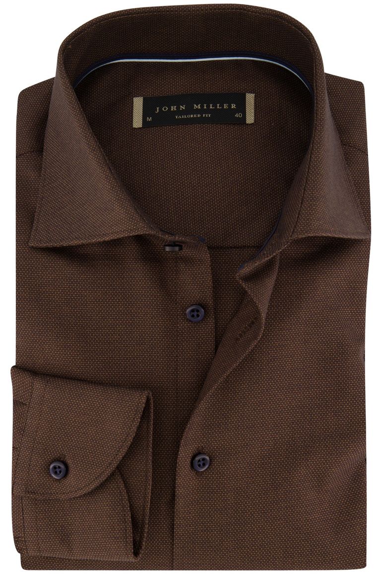 John Miller overhemd bruin tailored fit