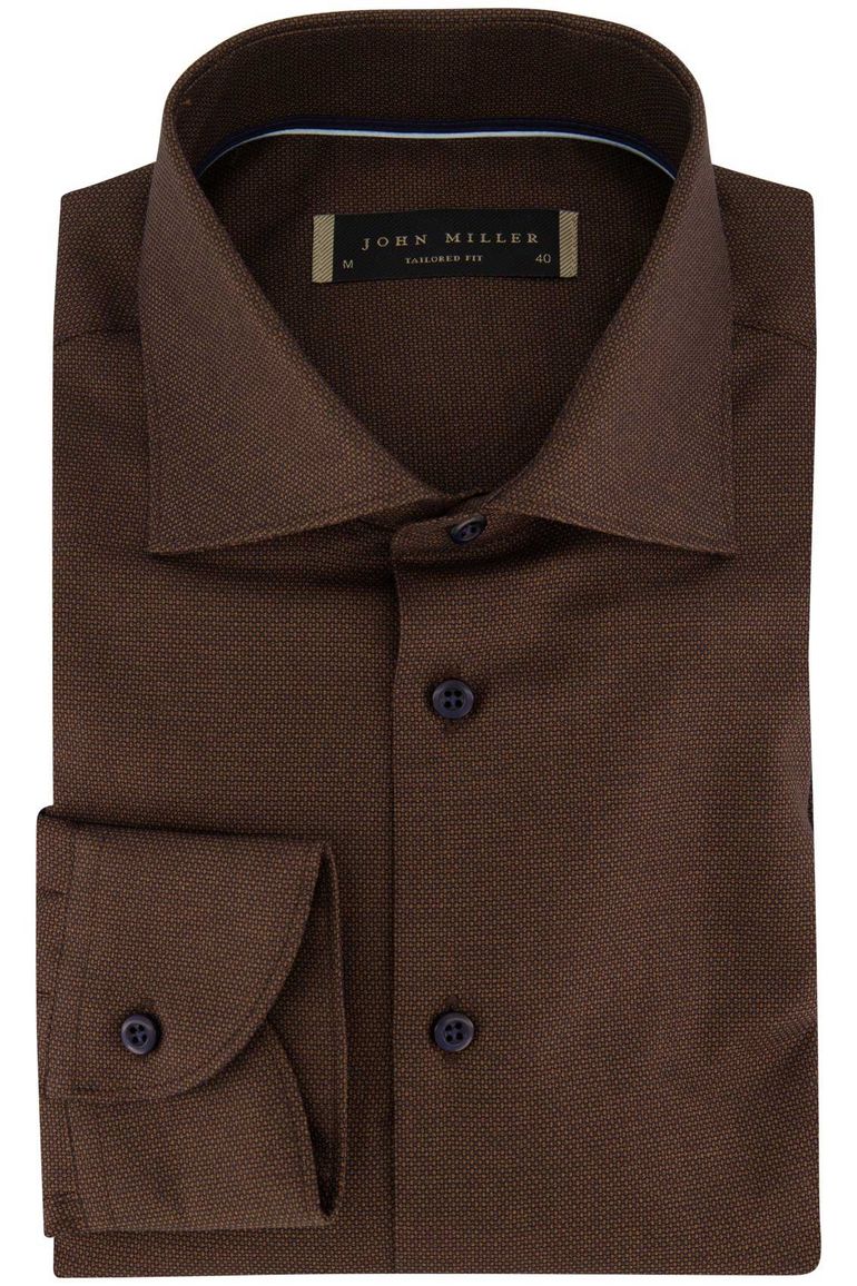 John Miller overhemd bruin tailored fit