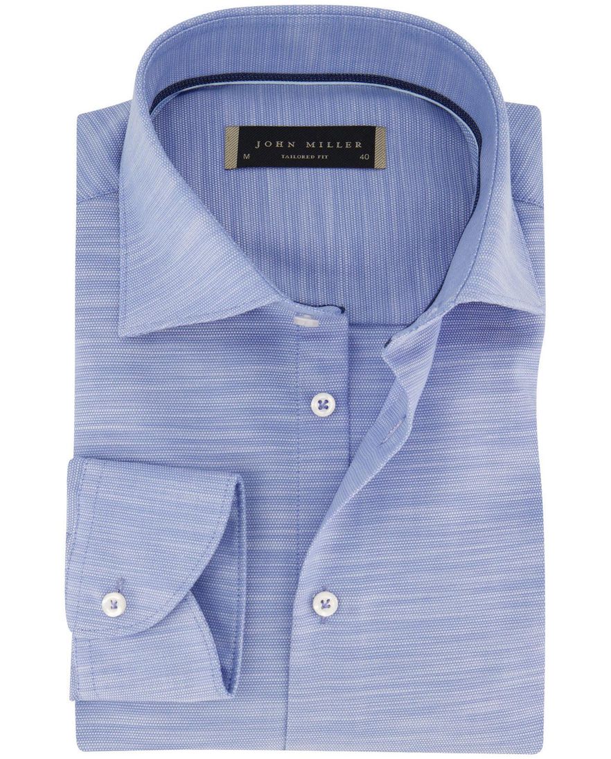 Mouwlengte 7 John Miller lichtblauw overhemd gemêleerd tailored fit