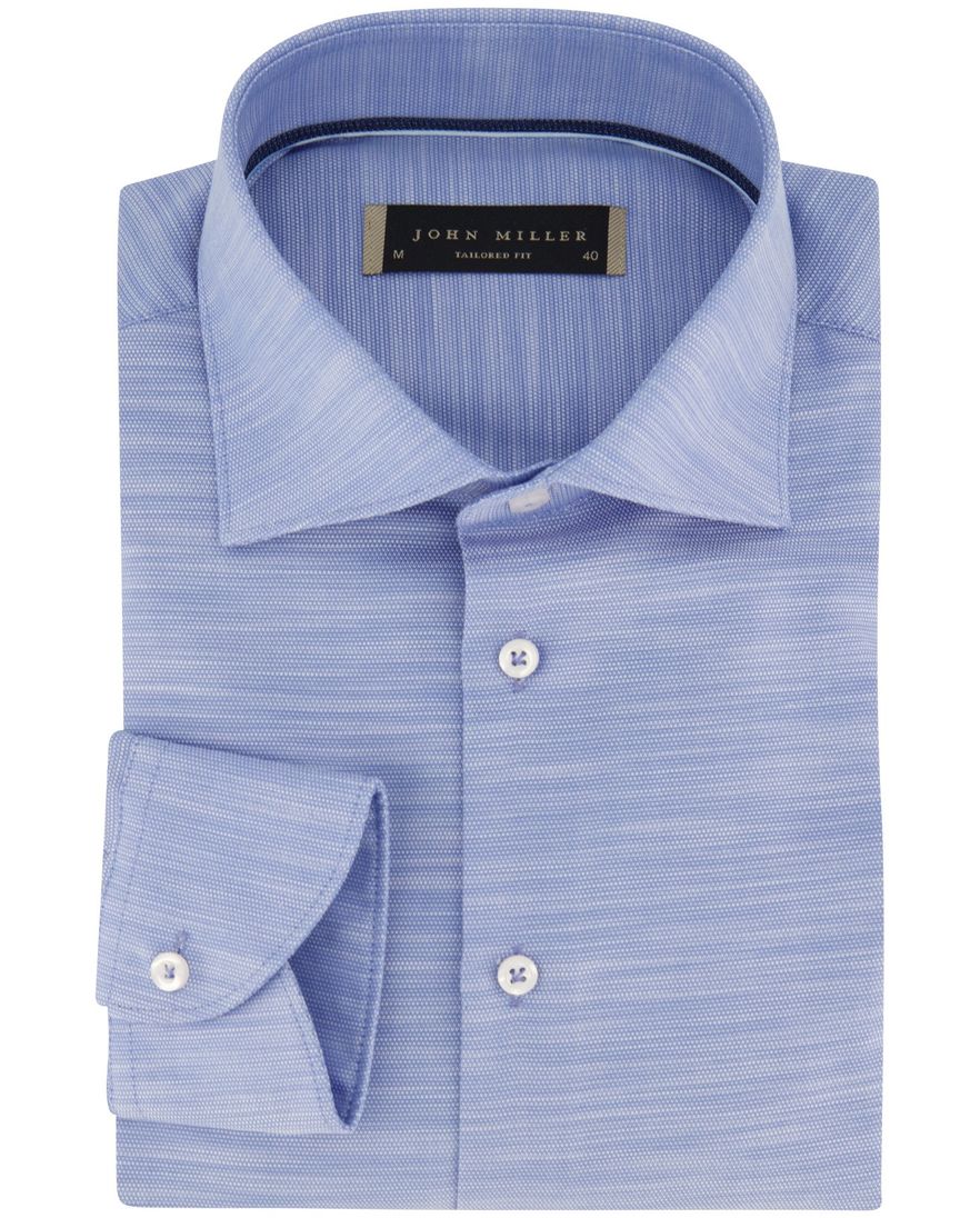 Mouwlengte 7 John Miller lichtblauw overhemd gemêleerd tailored fit