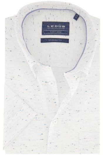 Ledub Ledub overhemd Modern Fit korte mouw wit