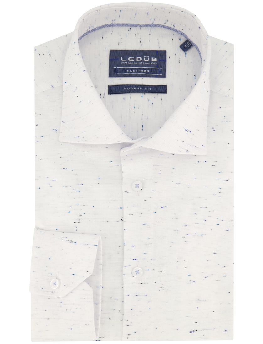 Ledub business overhemd Modern Fit wit geprint
