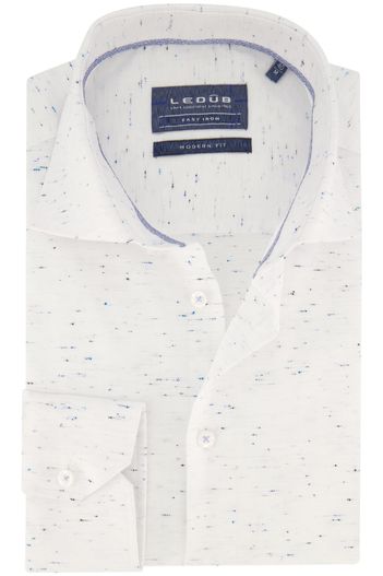 Ledub katoenen Ledub overhemd mouwlengte 7 wit geprint
