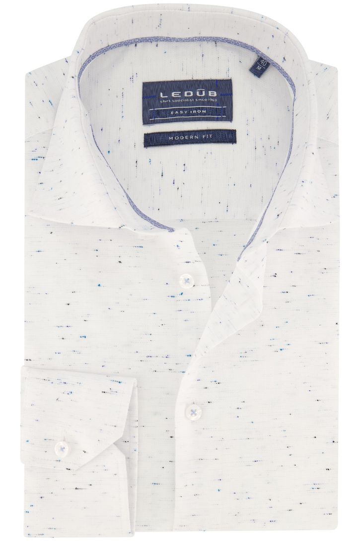 katoenen Ledub overhemd mouwlengte 7 wit geprint