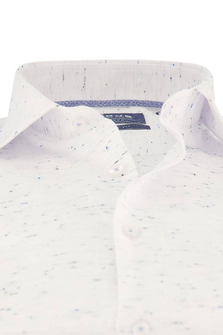 katoenen Ledub overhemd mouwlengte 7 wit geprint