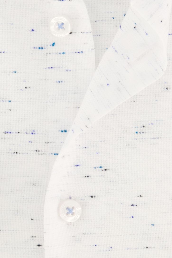 katoenen Ledub overhemd mouwlengte 7 wit geprint