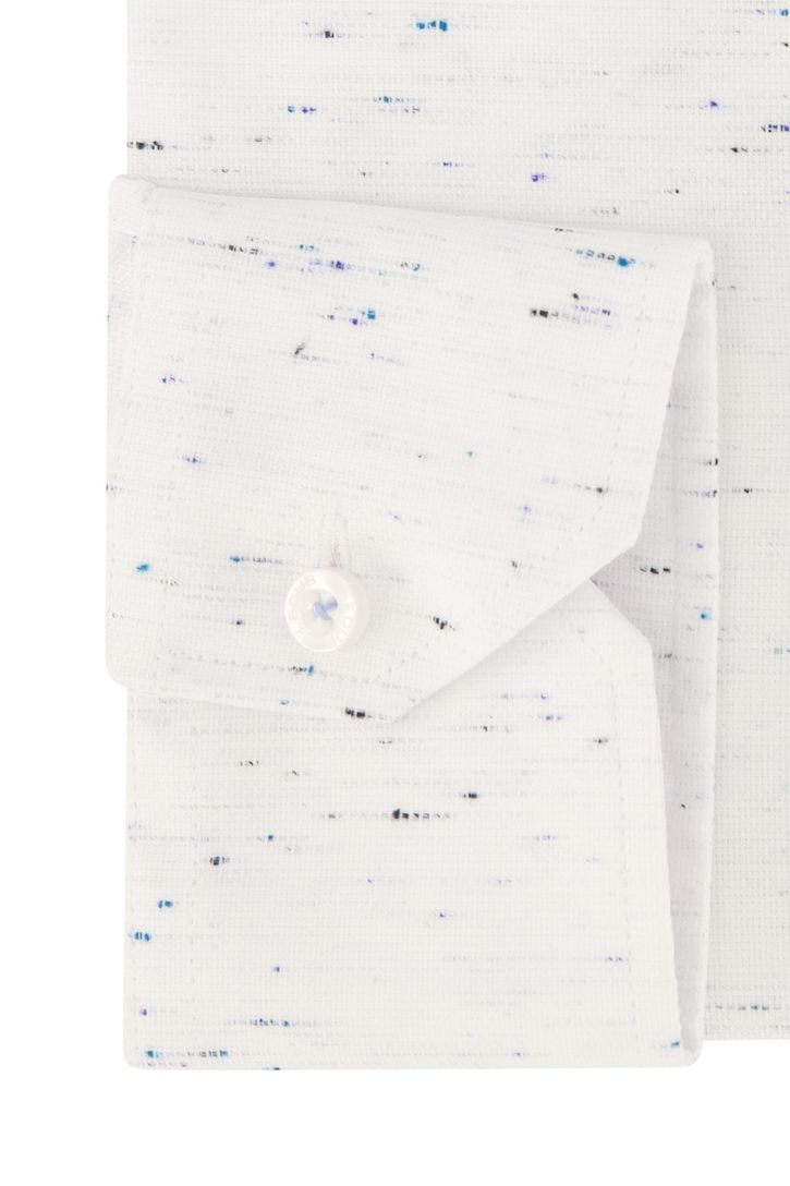 katoenen Ledub overhemd mouwlengte 7 wit geprint