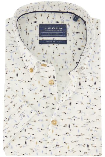 Ledub Overhemd Ledub korte mouw spierwit geprint