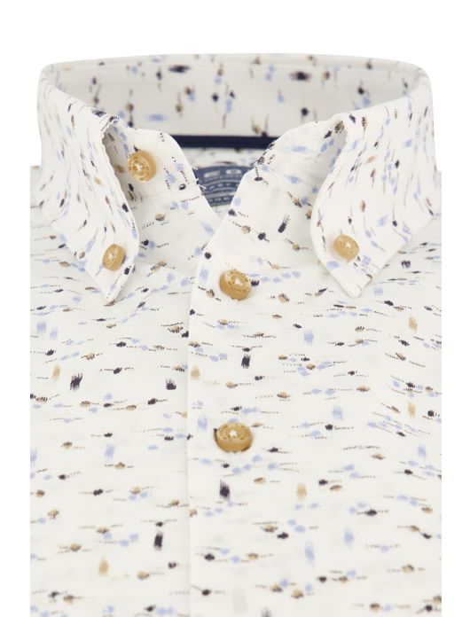 Ledub overhemd spierwit geprint button-down