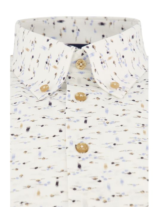 Ledub overhemd spierwit geprint button-down