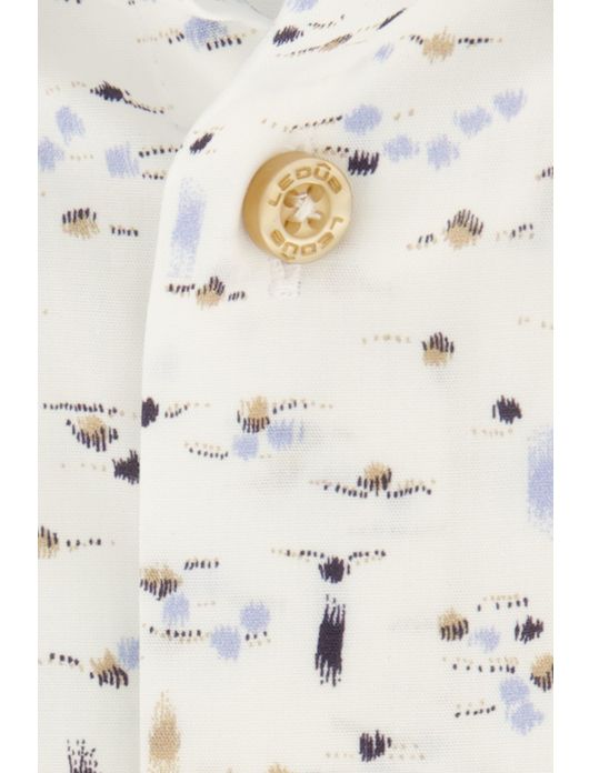 Ledub overhemd spierwit geprint button-down