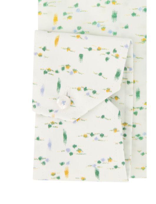 Overhemd Ledub Modern Fit gebroken wit geprint