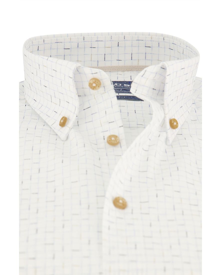 Ledub overhemd korte mouw normale fit wit geprint