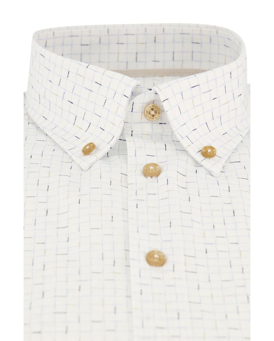 Ledub overhemd korte mouw normale fit wit geprint