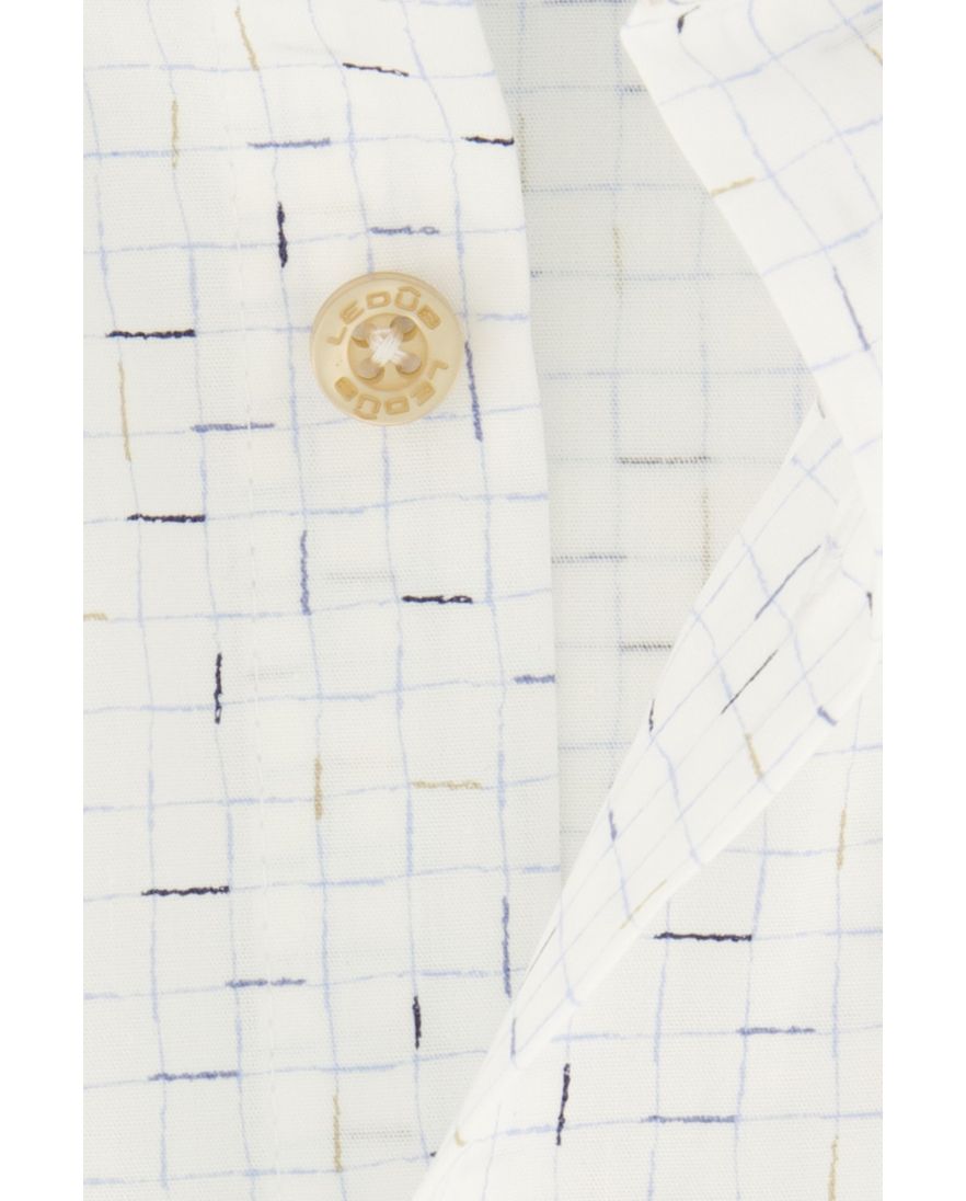 Ledub overhemd korte mouw normale fit wit geprint