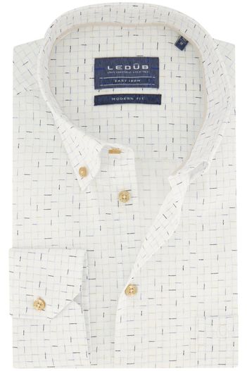 Ledub Ledub overhemd Modern Fit New wit geprint button down