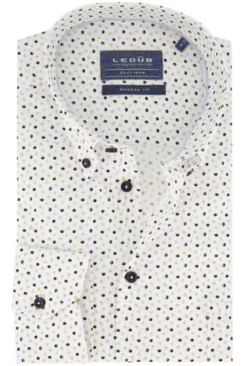 Ledub Overhemd Ledub Modern Fit wit stippen print