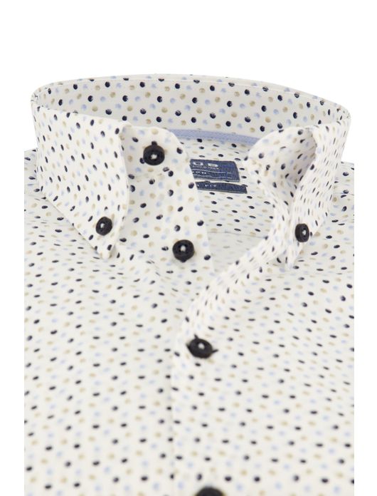 Ledub overhemd wit stippen print