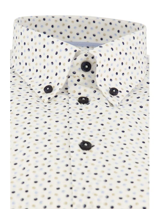 Ledub overhemd wit stippen print