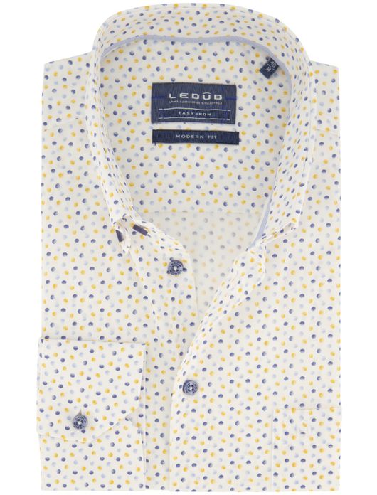 Ledub button-down overhemd geprint stippen