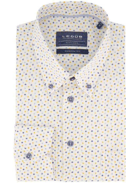 Ledub button-down overhemd geprint stippen