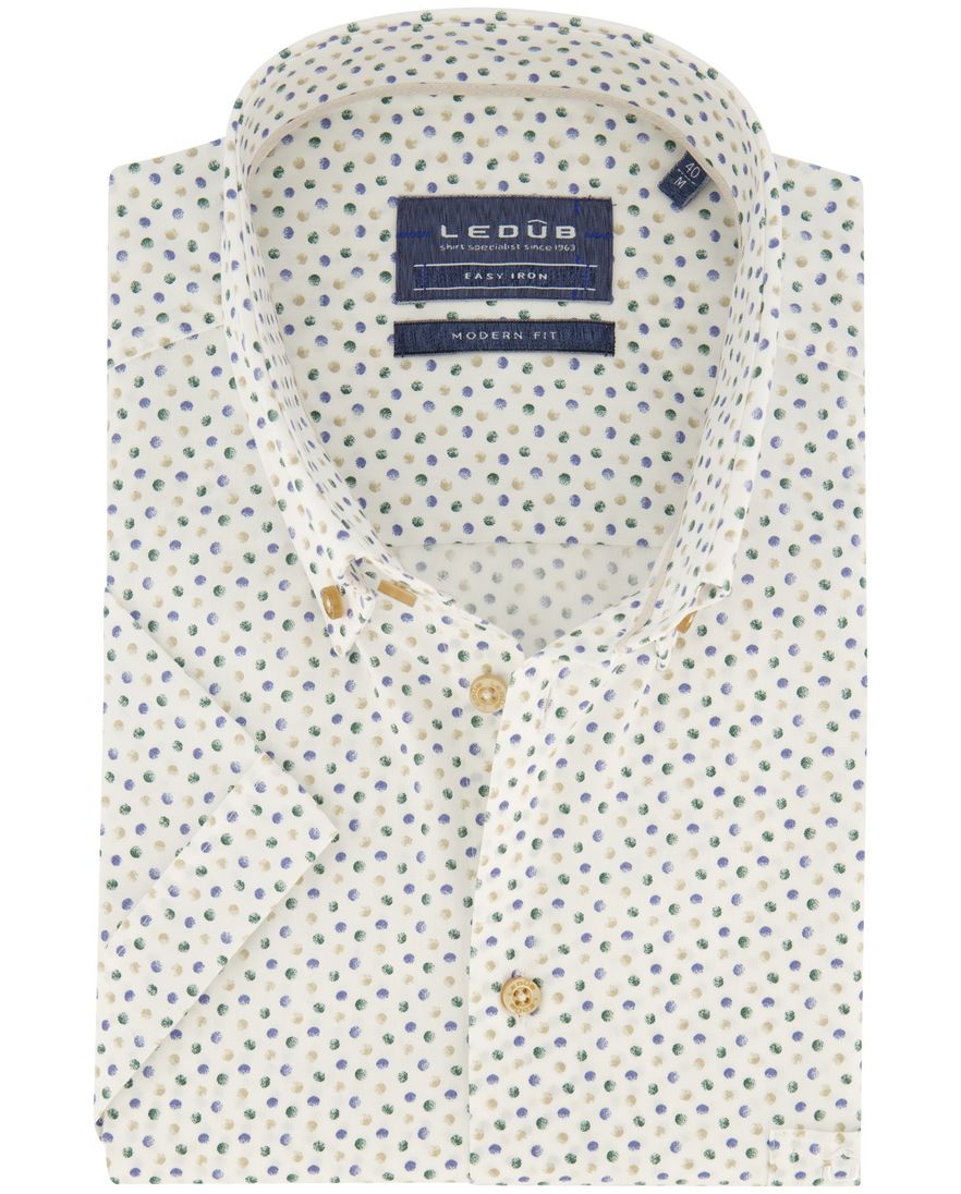 Ledub overhemd korte mouw wit geprint
