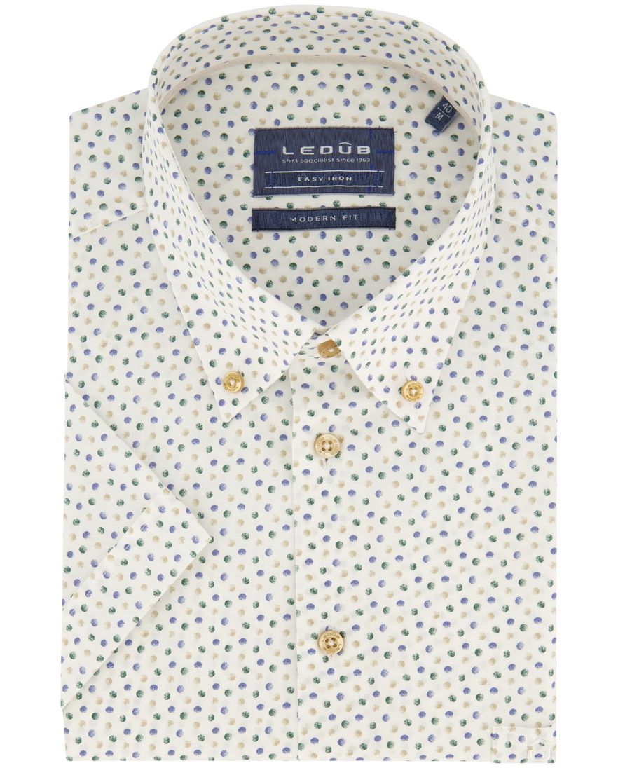 Ledub overhemd korte mouw wit geprint